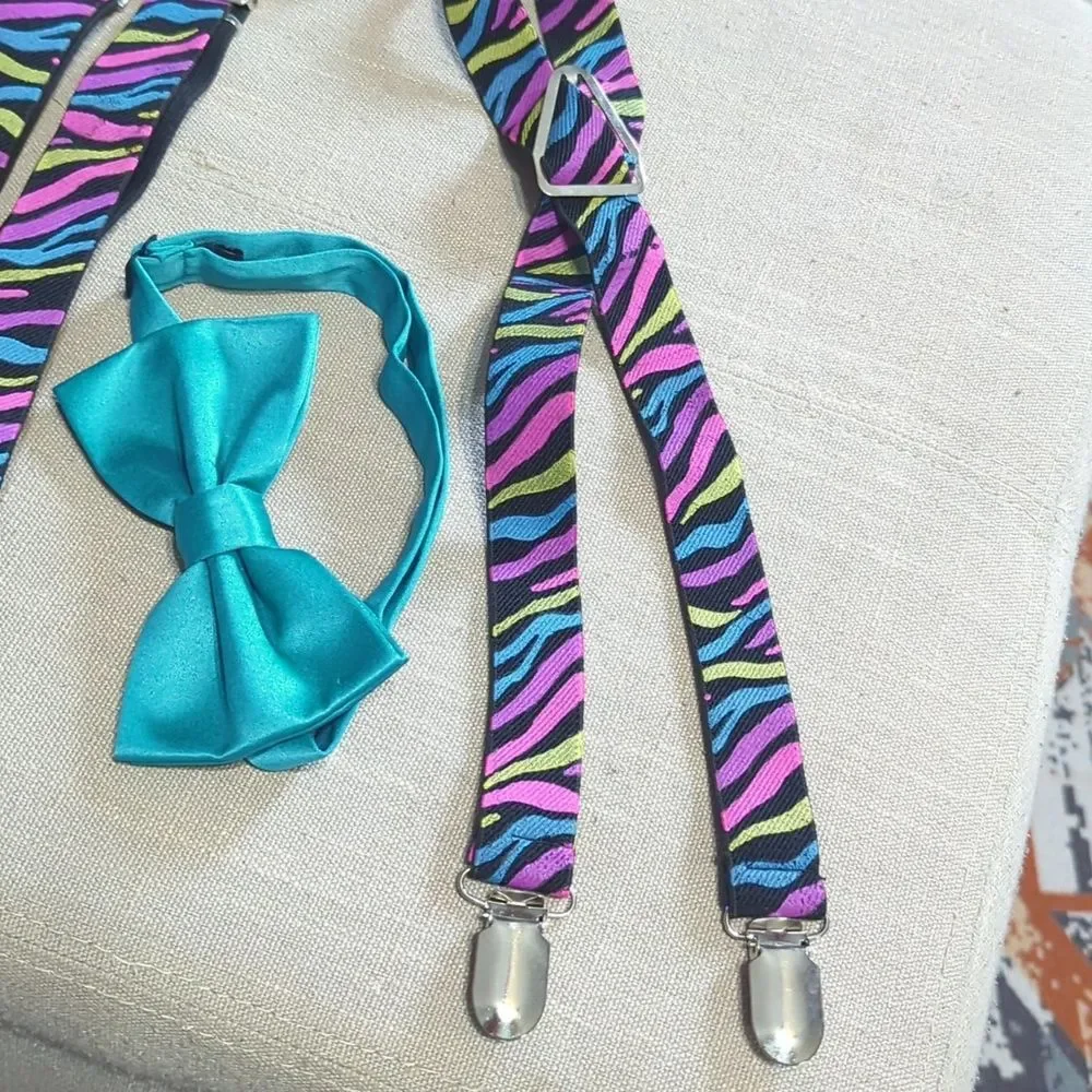suspenders vibrant bow